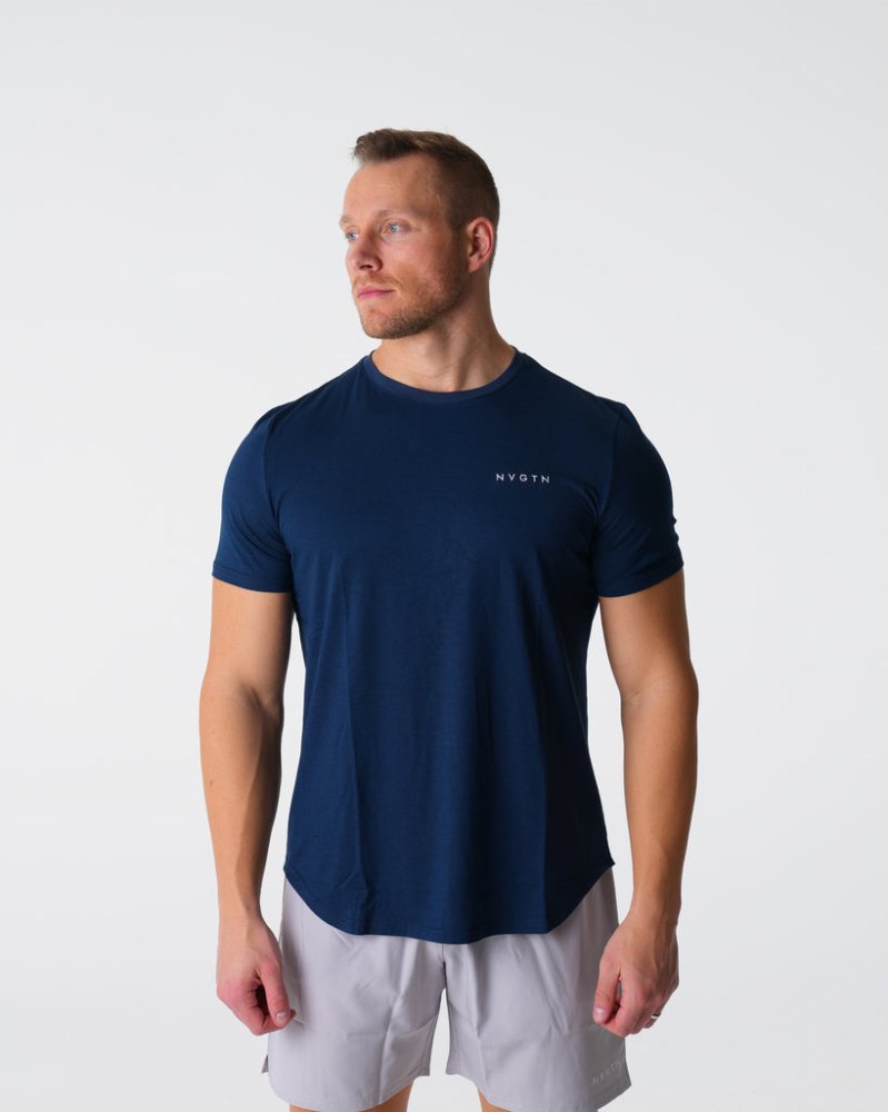 Camiseta Nvgtn Pulse Fitted Tee Hombre Azul Marino Argentina | 1323-6UL