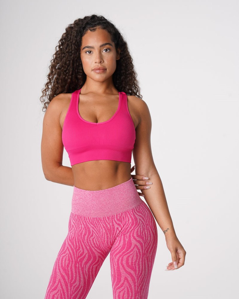 Sujetador Deportivo Nvgtn Galaxy Acanalado Seamless Bra Mujer Fucsia Argentina | 1597-PWR