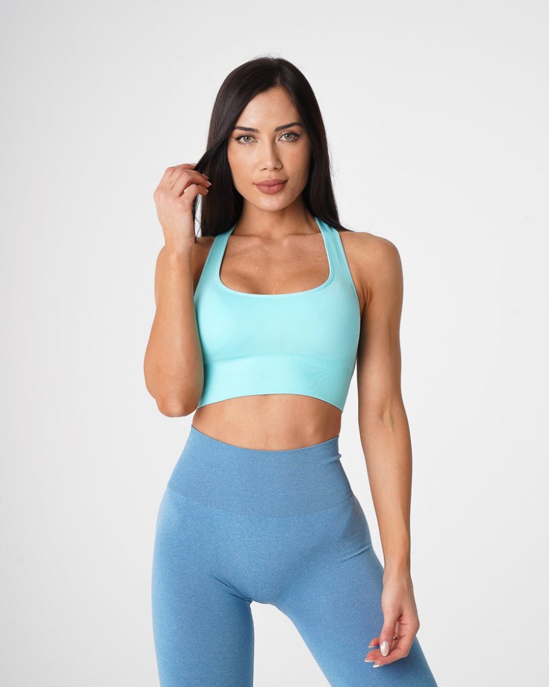 Sujetador Deportivo Nvgtn Ignite Seamless Bra Mujer Turquesa Claro Argentina | 1907-1MF