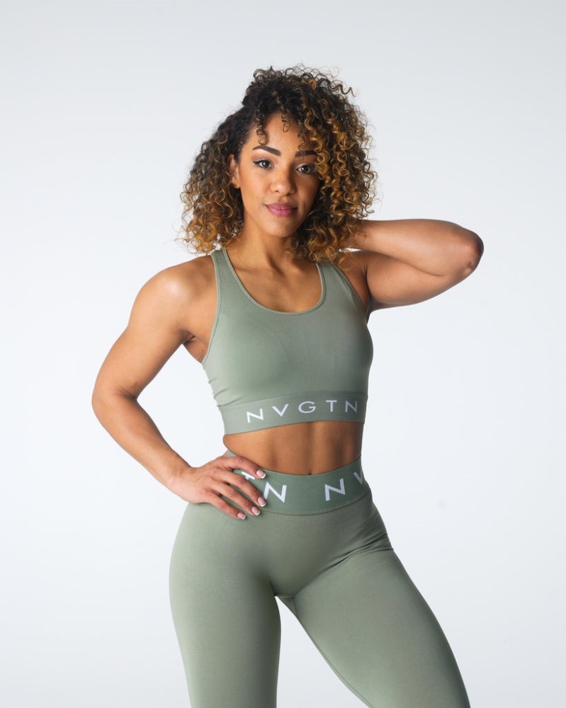 Sujetador Deportivo Nvgtn Legacy Deporte Seamless Bra Mujer Verde Argentina | 1571-CCA