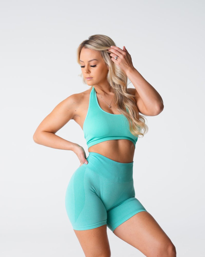 Sujetador Deportivo Nvgtn Limitless Acanalado Seamless Halter Bra Mujer Verde Menta Argentina | 1070-HA7