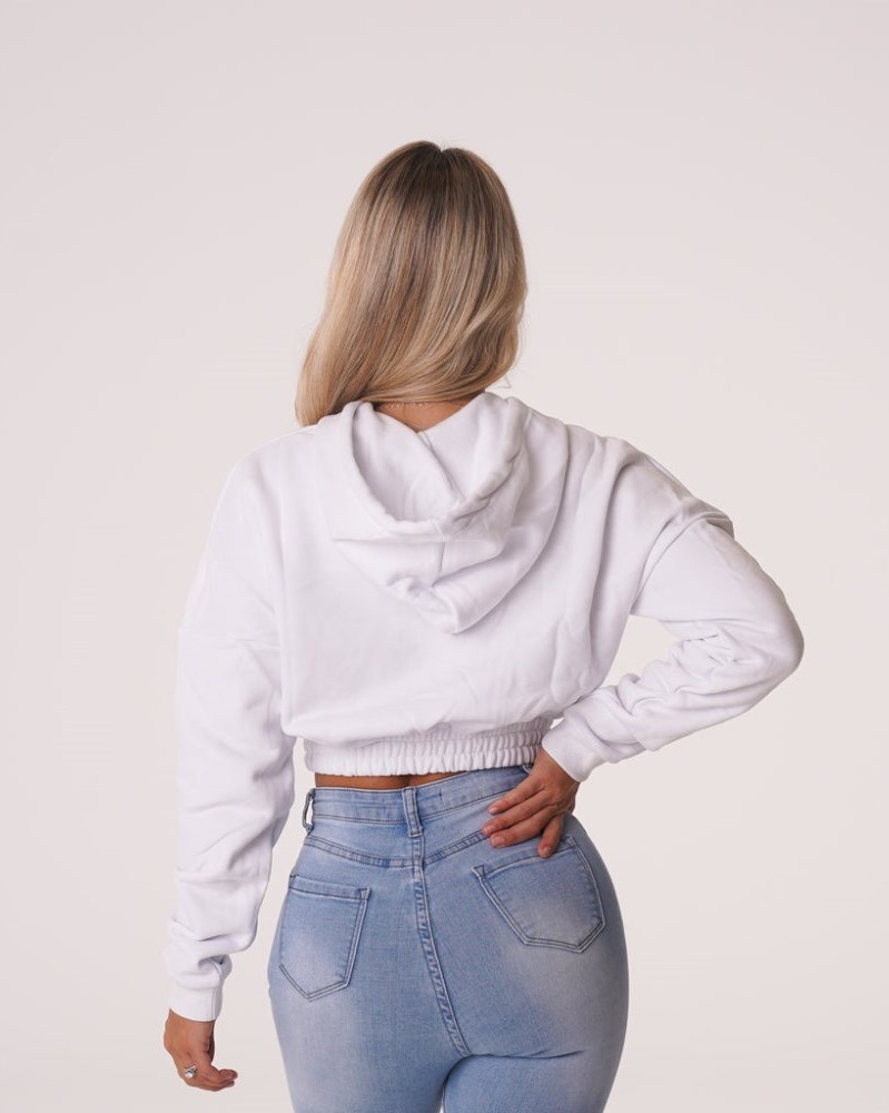 Sudadera Con Capucha Nvgtn Cozy Vibes Drop Shoulder Cropped Hoodie Mujer Blancas Argentina | 1796-M4I