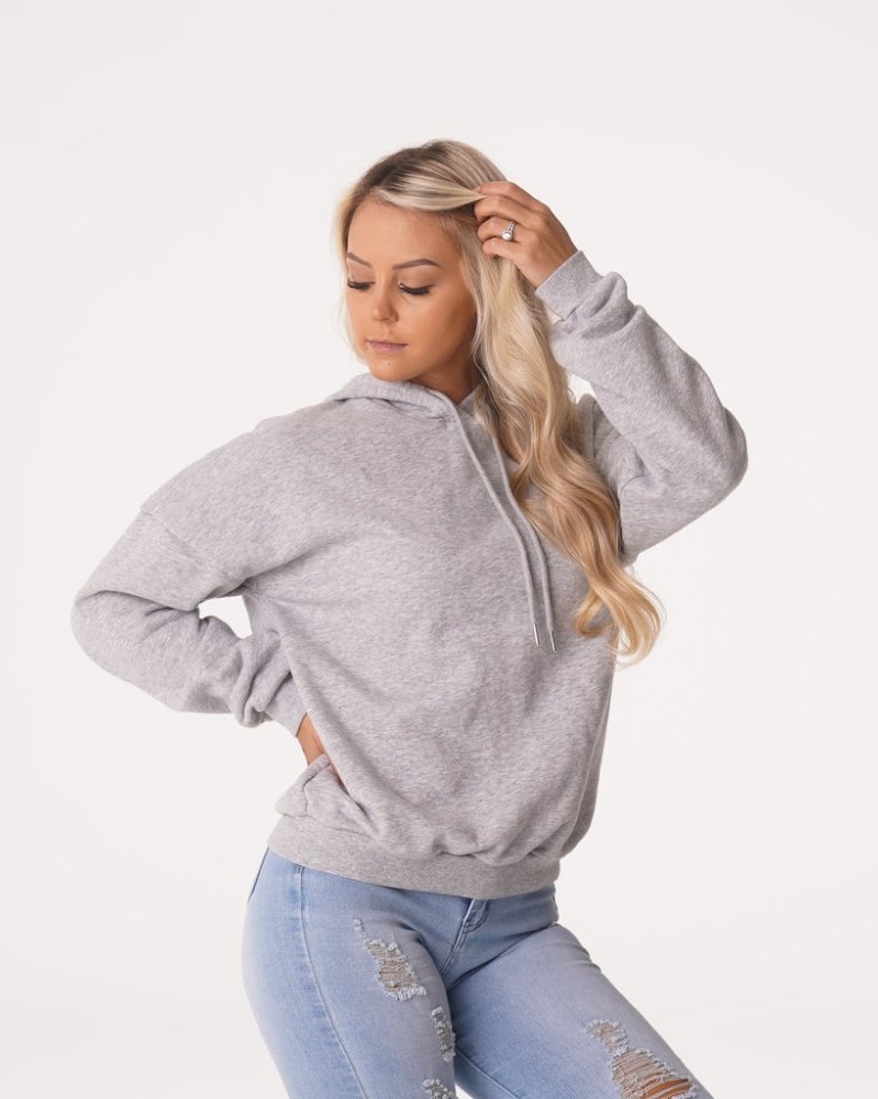 Sudadera Con Capucha Nvgtn Essential Drop Shoulder Hoodie Mujer Gris Argentina | 1713-RBW