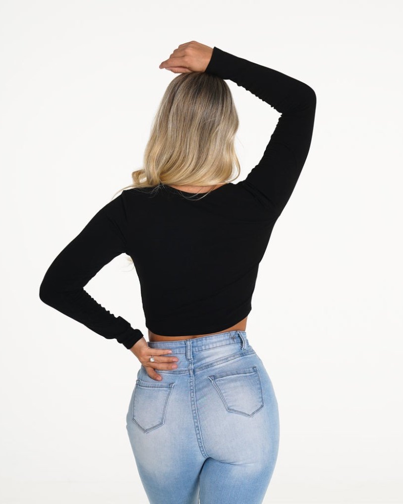 Tops Nvgtn Essentials Acanalado Crop Mujer Negras Argentina | 1500-ZFK