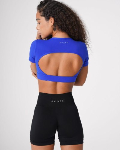 Camiseta Nvgtn Open Back Tee Mujer Azules Argentina | 1261-GVX