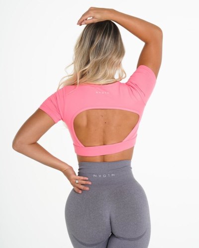 Camiseta Nvgtn Open Back Tee Mujer Coral Argentina | 1365-5LR