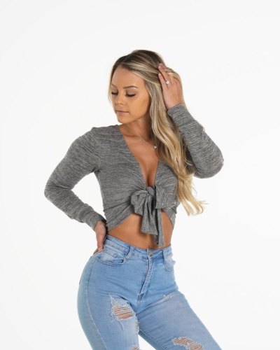 Tops Nvgtn Wrap Mujer Gris Argentina | 1241-PQ7